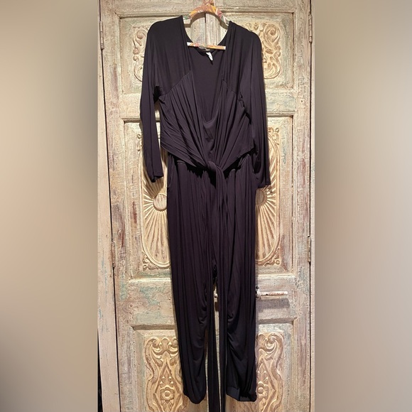 Anthropologie Pants - Anthropologie Black Draped Long-Sleeve Jumpsuit